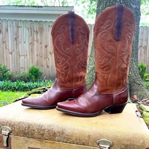 Nine West Brown Leather Cowboy Boots 6.5